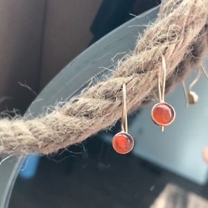 14k Amber Drop Earrings